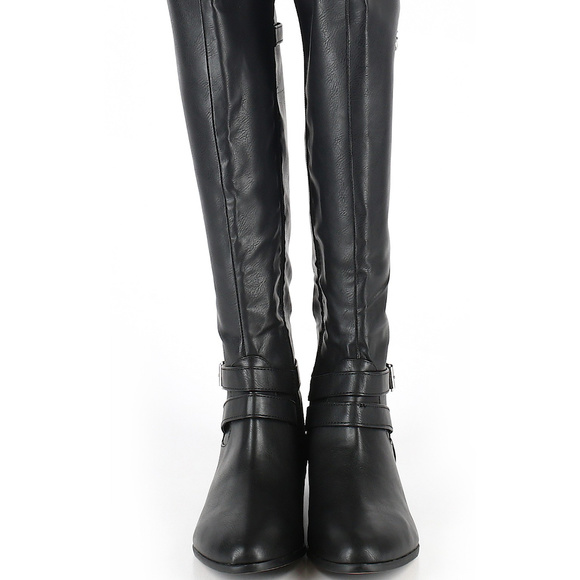 White Mountain Shoes - Boots Sexy Tall Black 9.5M Buckle 1" Heel NWOT
